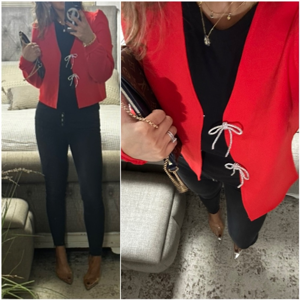 New🎀Dazzle Bow Red blazer